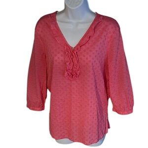 TALBOTS | Ruffle V-neck Cotton Blouse EUC